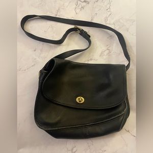 Black leather and suede Coach purse